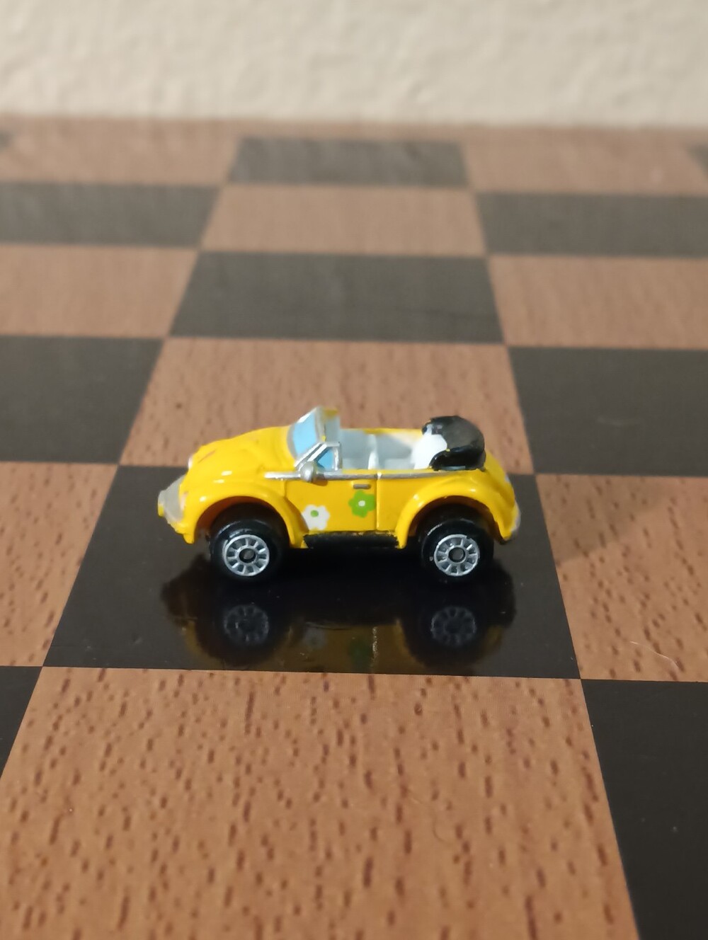Vintage Galoob Micro Machines Yellow VW Beetle Convertible Diecast Car